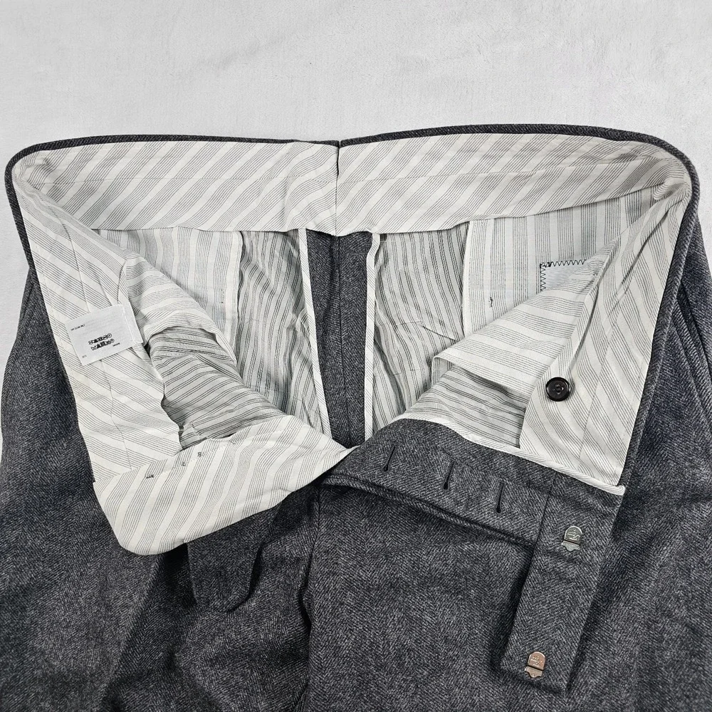 Brooks Brothers Black Fleece Trousers Men BB3 36x27 Flannel Wool USA Herringbone